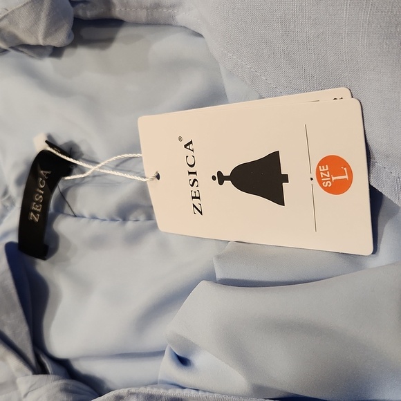 Zesica- Light Blue Tiered Dress with Bow Shoulder Straps. NWT! Size L - Picture 3 of 3